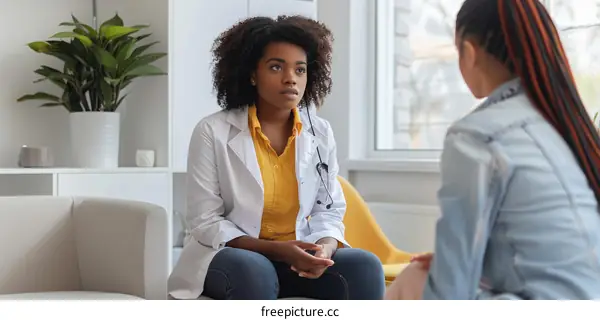 Female doctor talking to a patient