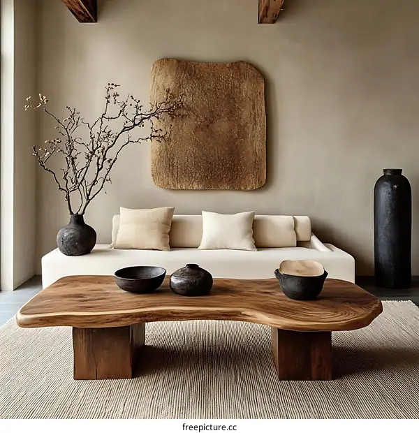 Modern Minimalist Beige Living Room Interior Design