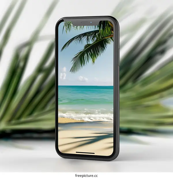 Beach Wallpaper on Smartphone Screen