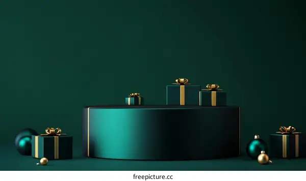Emerald Green Gift Boxes on a Round Display Platform