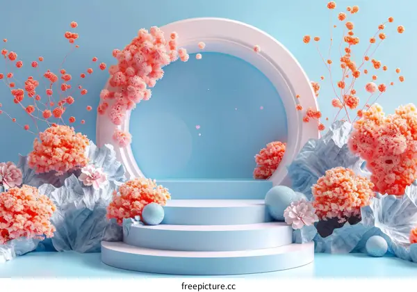 Pastel Pink Floral Aesthetic Display Background