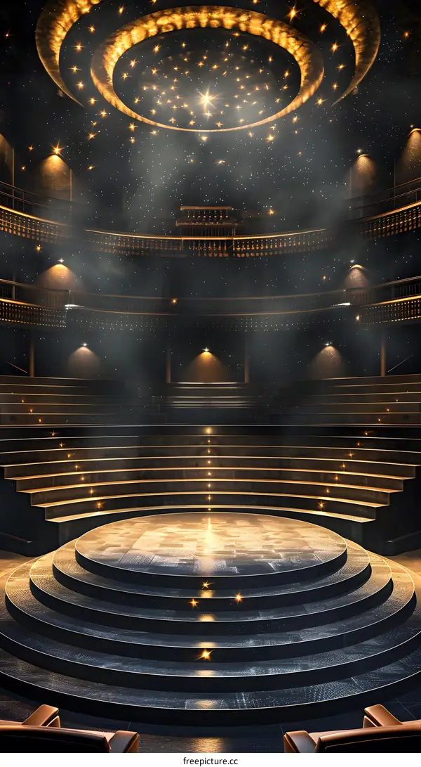 Gold Stage With Circle Ceiling and Stars