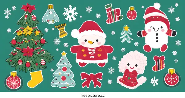 Cute Christmas Decorations with Snowman and Christmas Tree