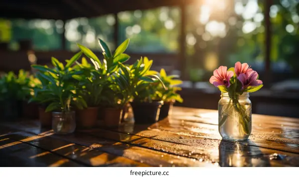 A beautiful flower arrangement on a wooden table