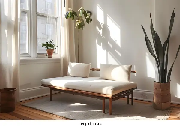 Minimalist Living Room Decor with Natural Light and Plants
