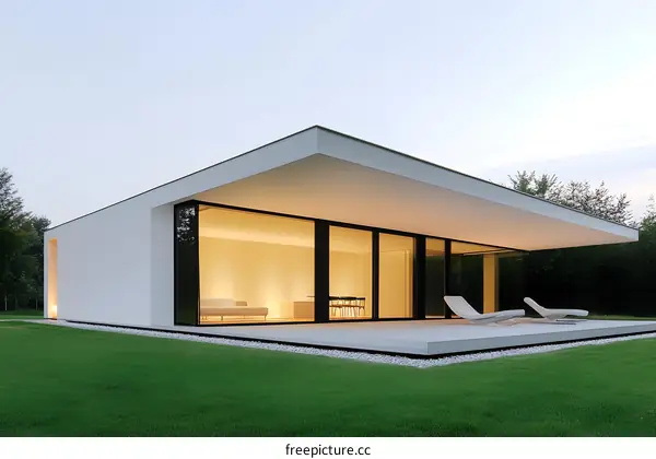 Modern Minimalist House with Large Windows and a Patio