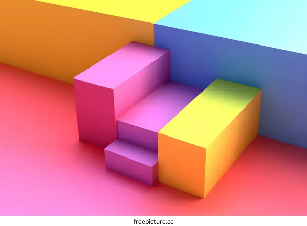 Colorful 3D Geometric Shapes Abstract Background