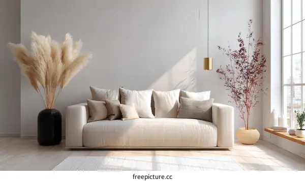 Modern Beige Sofa Room Interior Design