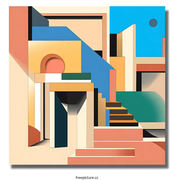 Abstract Geometric Art Illustration of Modern Architecture