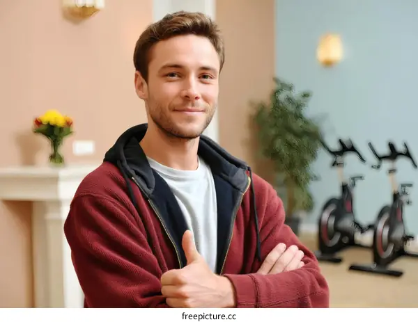 Portrait of a Caucasian Man in a Fitness Center