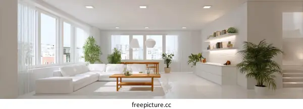 Modern Minimalist White Living Room Interior Design