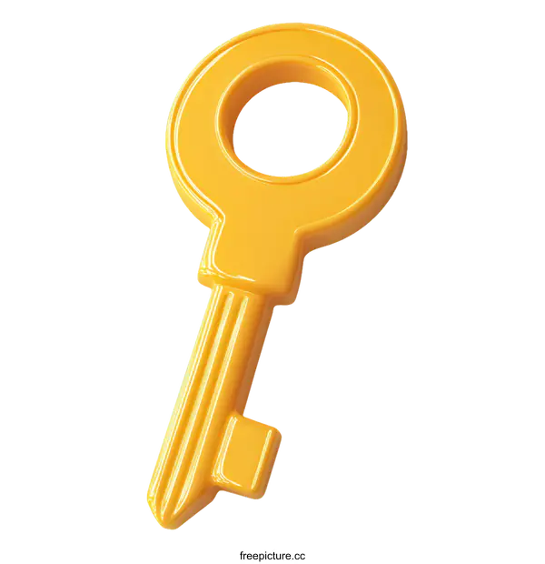[Transparent Background PNG]3D Rendered Gold Key Icon