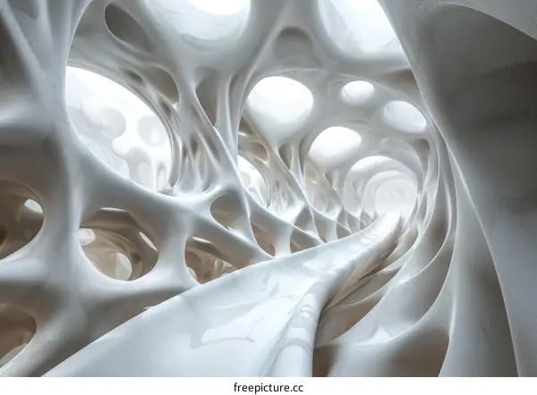 Abstract White Tunnel: Futuristic Interior Design