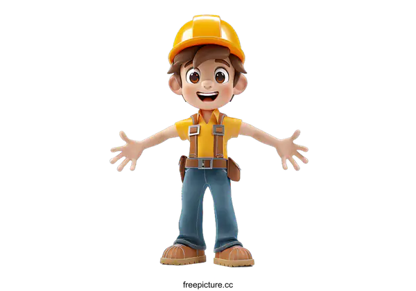 [Transparent Background PNG]builder boy 3d illustration