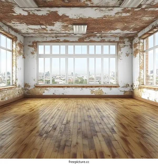Abandoned Building Interior with View