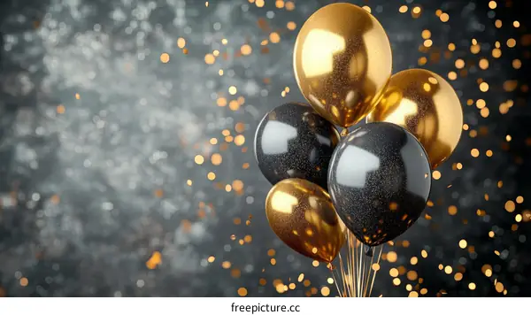 Golden and Black Balloons Festive Background