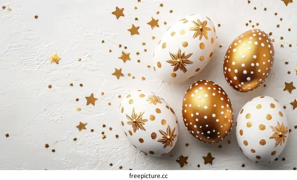 Decorated Easter Eggs on White Background