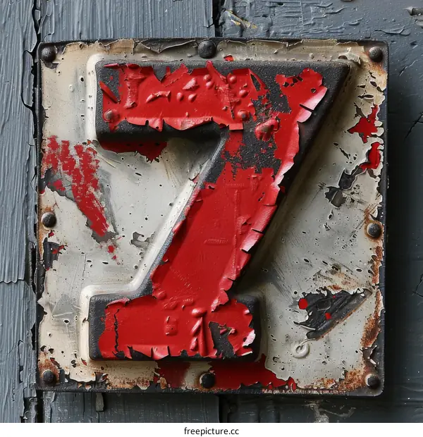 Weathered Red Metal Number 7