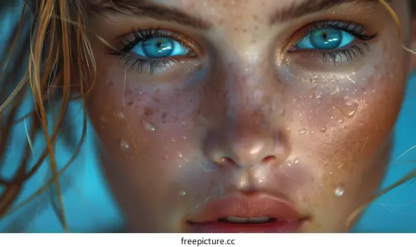 Woman With Blue Eyes and Freckles