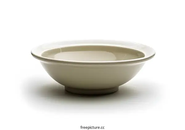Empty Beige Ceramic Bowl on White Background
