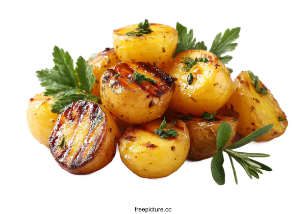 [Transparent Background PNG]Grilled Potatoes with Herbs and Spices