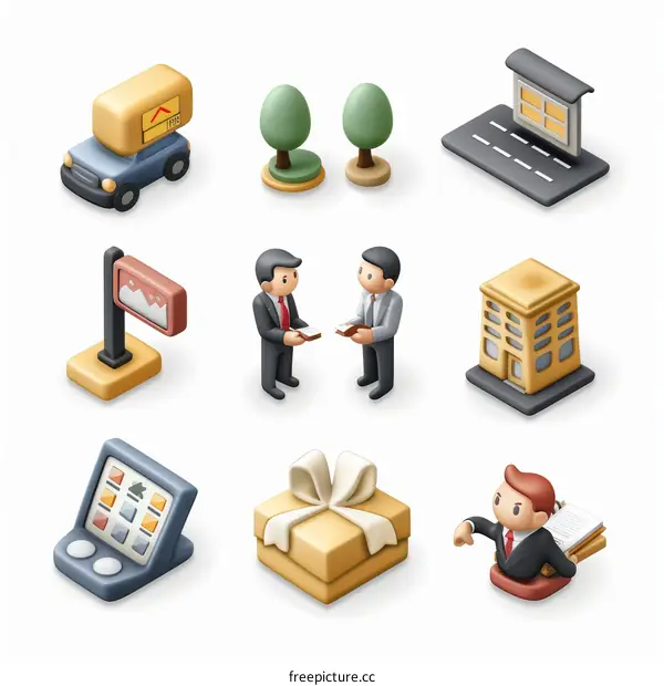 3D Illustration Collection of Real Estate Icons