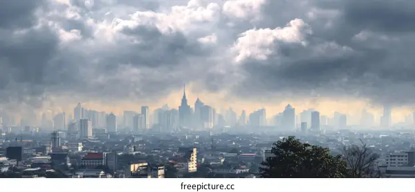 Cloudy Cityscape Panorama View