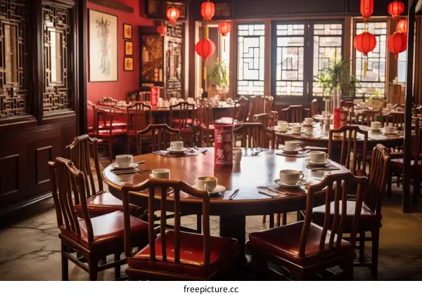 Ornate Traditional Chinese Restaurant Interior