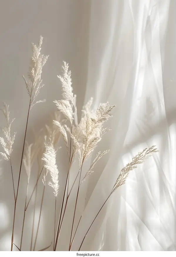 Minimalist White Pampas Grass with Curtain