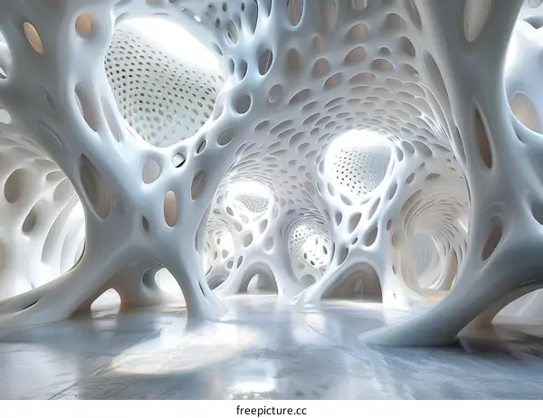 3D Futuristic Organic Architecture in Interior
