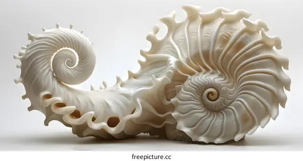 Seashell Sculpture on White Background