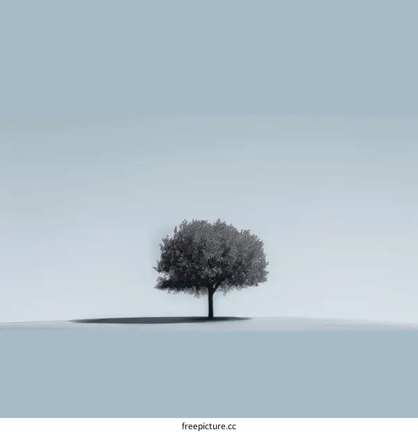 Solitary Tree in a Vast Snowy Field