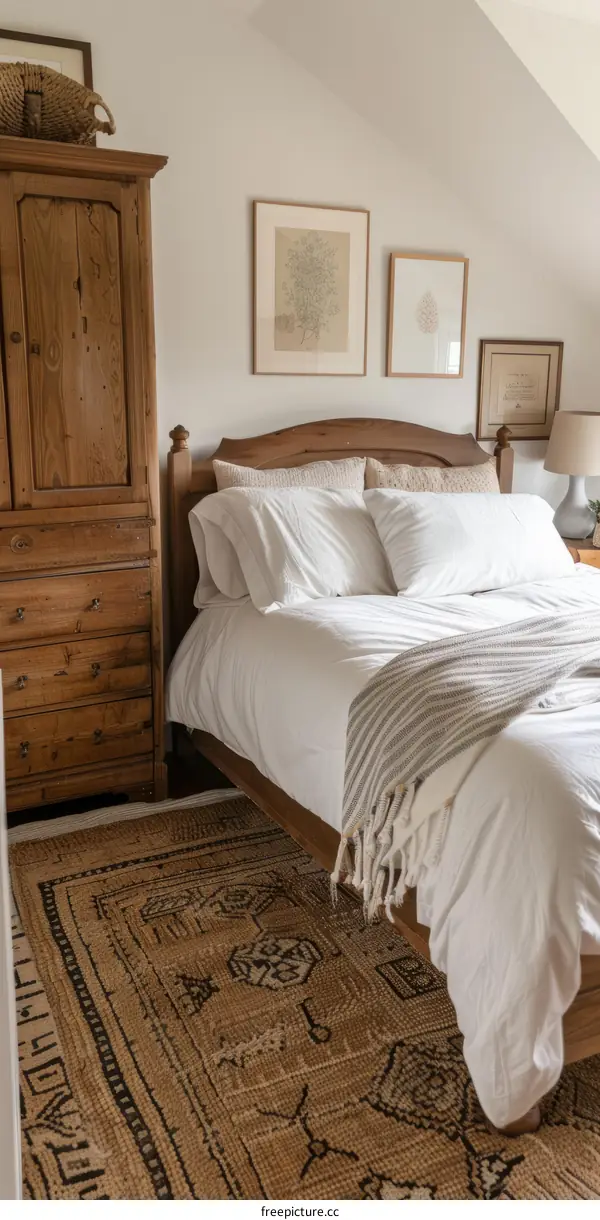 Cozy Traditional Bedroom With Wood Accents And Neutral Bedding