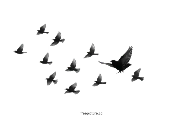 [Transparent Background PNG]Birds in Flight Silhouette Design