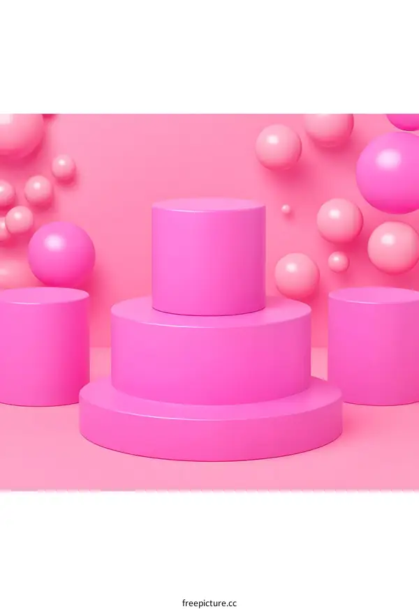 Pink Cylinders 3D Rendering for Product Display