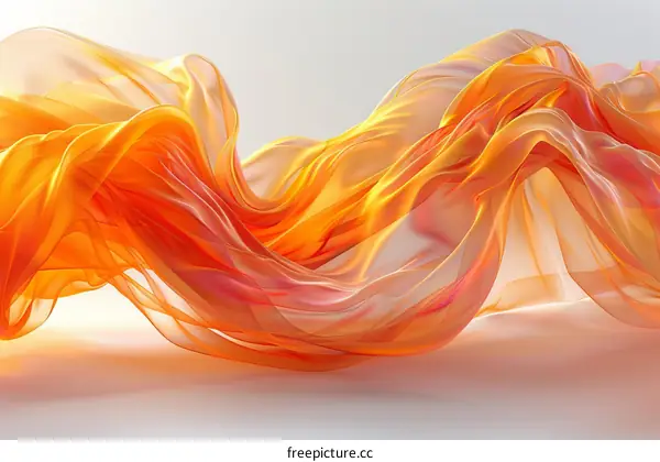 Abstract Art Render of Orange Draped Fabric with Shiny, Silky Creases and Smooth Folds