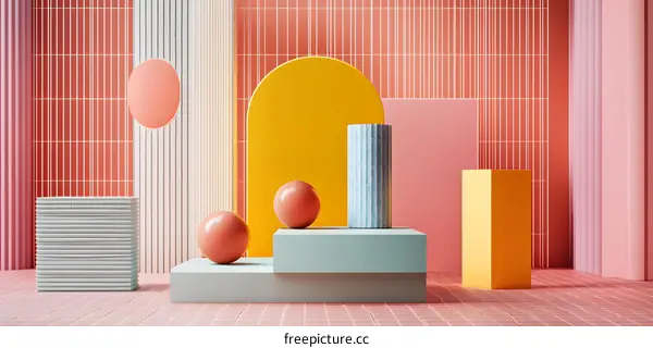 Abstract Geometric Shapes  Background With Pastel Colors