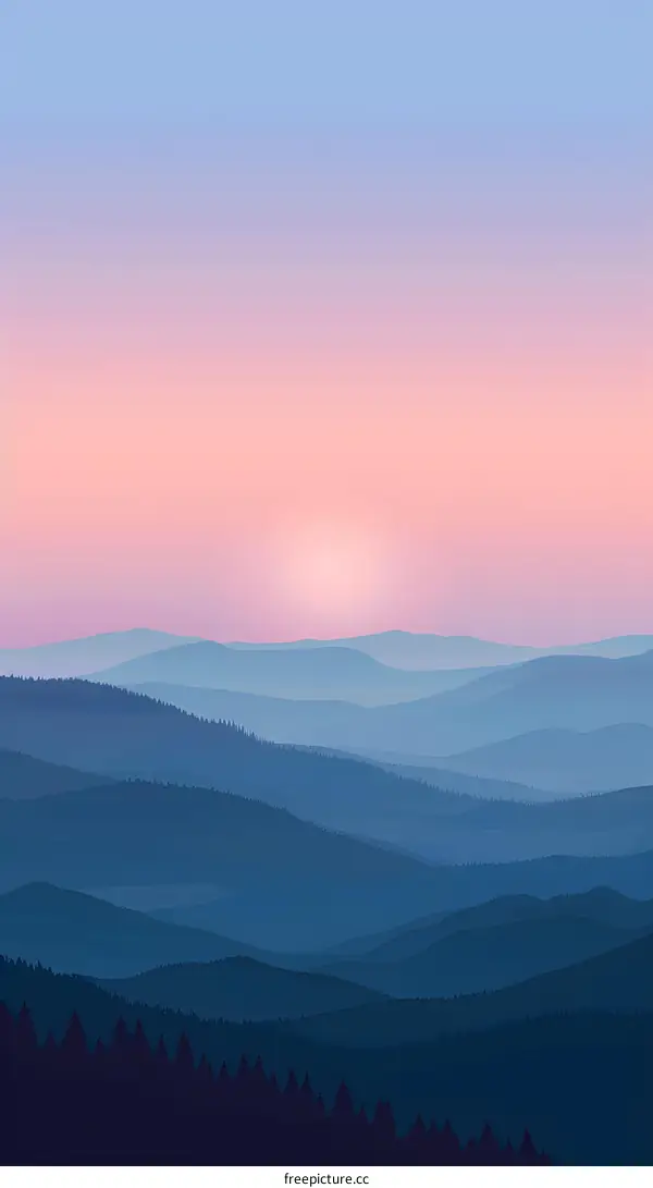 Silhouette of Mountains at Sunset