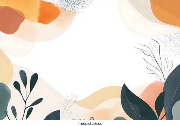 Abstract Background with Watercolor Leaves and Shapes