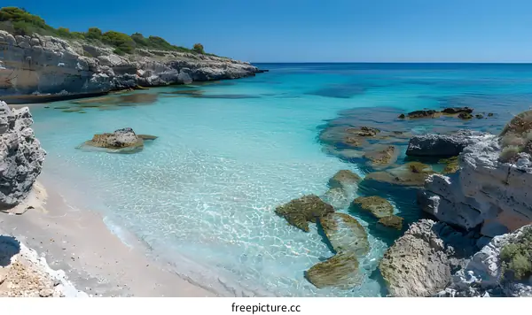 Rocky beach with crystal clear water