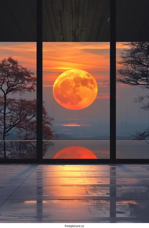 Full Moon Rising in the Night Sky