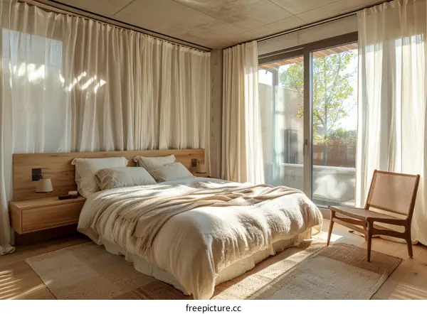 Minimalist Bedroom with Large Windows and Natural Light