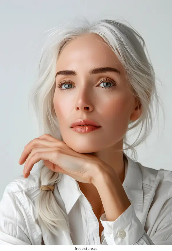 Portrait of a woman with silver hair