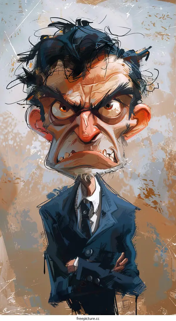 An illustration of an angry man in a suit