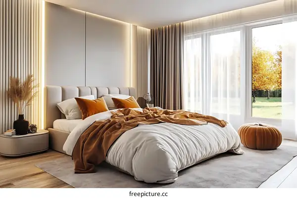 Modern Bedroom Interior Design with Autumnal Accents