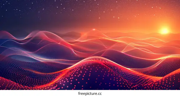 Abstract Red Wavy Line Geometric Background for Technology