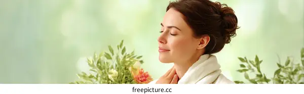 Relaxing Caucasian Woman in Spa Setting
