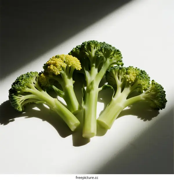 Fresh Green Broccoli and Romanesco Cauliflower Arranged Neatly