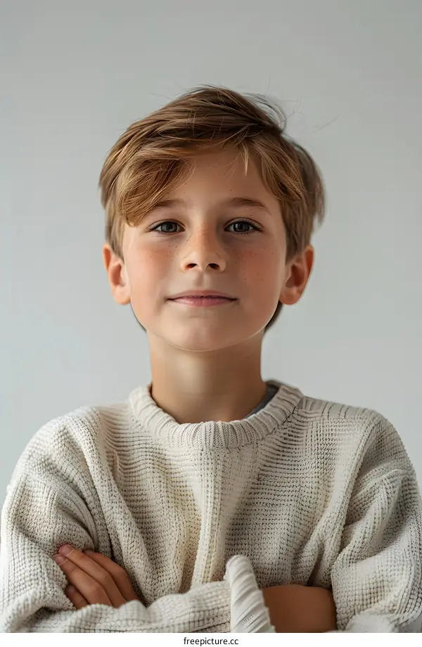 Portrait of a happy smiling boy with crossed arms