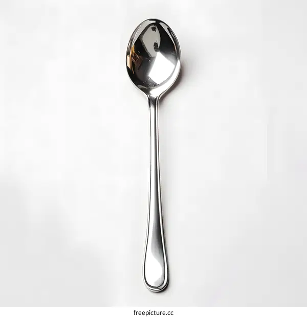 Elegant Silver Spoon on White Background
